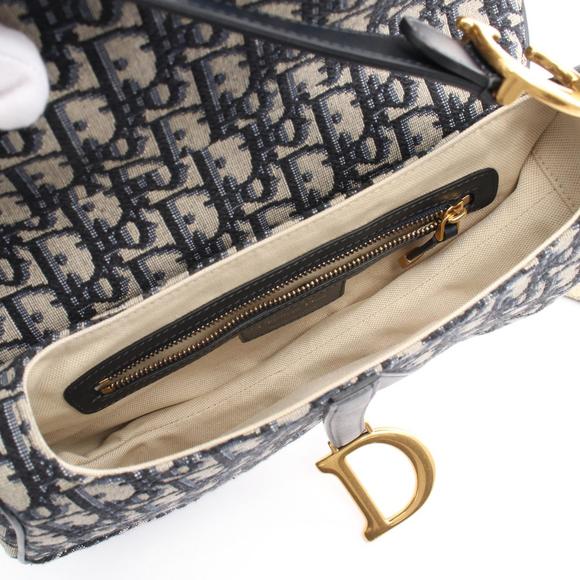 Dior Saddle Bag Oblique Jacquard Handbag Navy Blue Grey - Picture 3 of 9